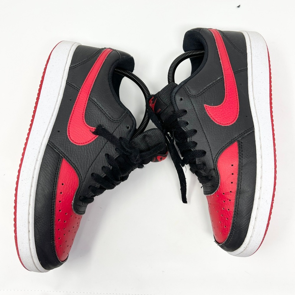 Nike Court Vision Low Next Nature BRED Mens Size 9 Black Red FJ0685-010 READ - Picture 11 of 14